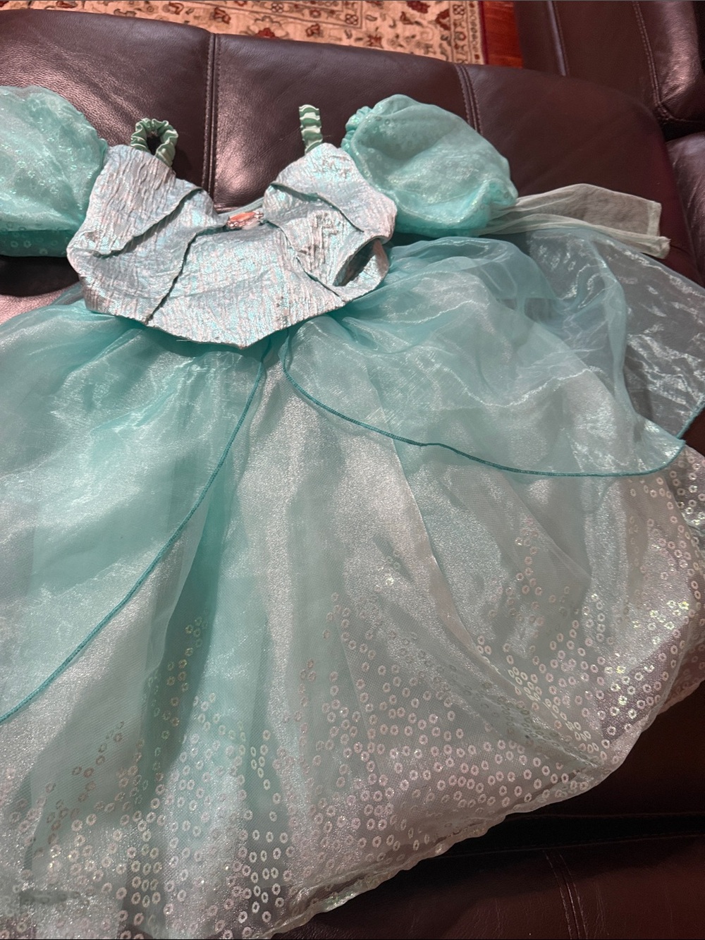 Disney Aqua Teal Sparkle Princess Dress Costume